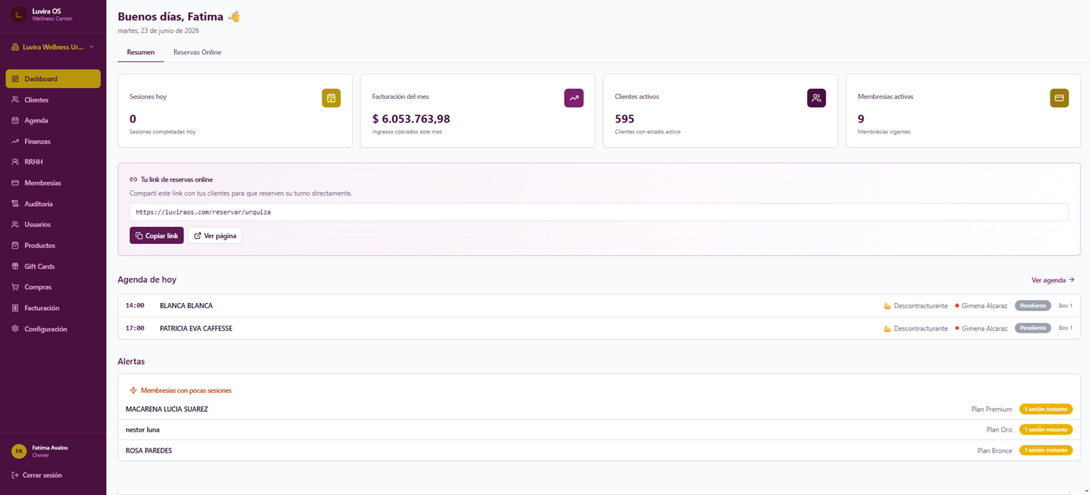 Dashboard de Luvira OS